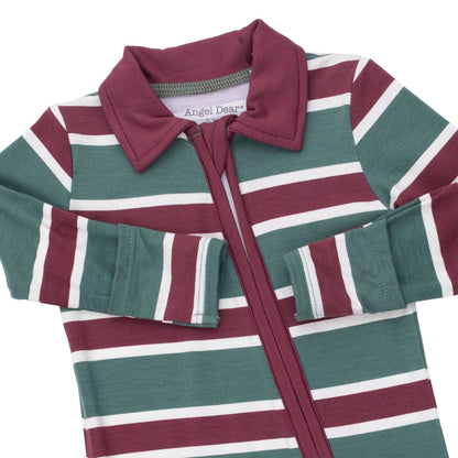 Rugby Stripe Polo Bamboo Zipper Footie
