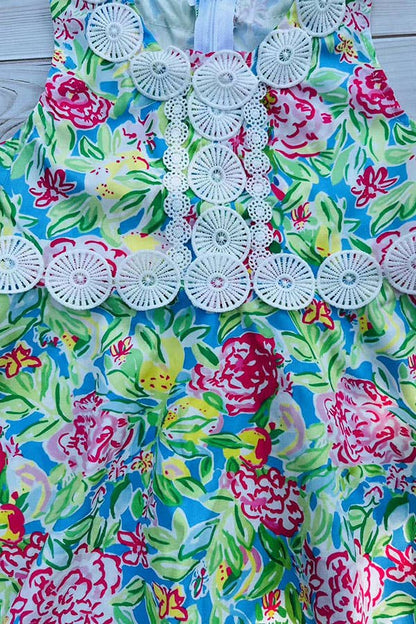 Lace Trim Bright Florals Dress (Baby)