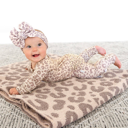 Amari Leopard Ruffle Bamboo Zip Romper