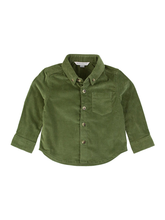 Olive Stretch Corduroy Button Down