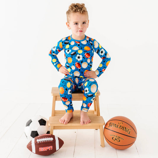 Blue Sports Bamboo Pajama Set