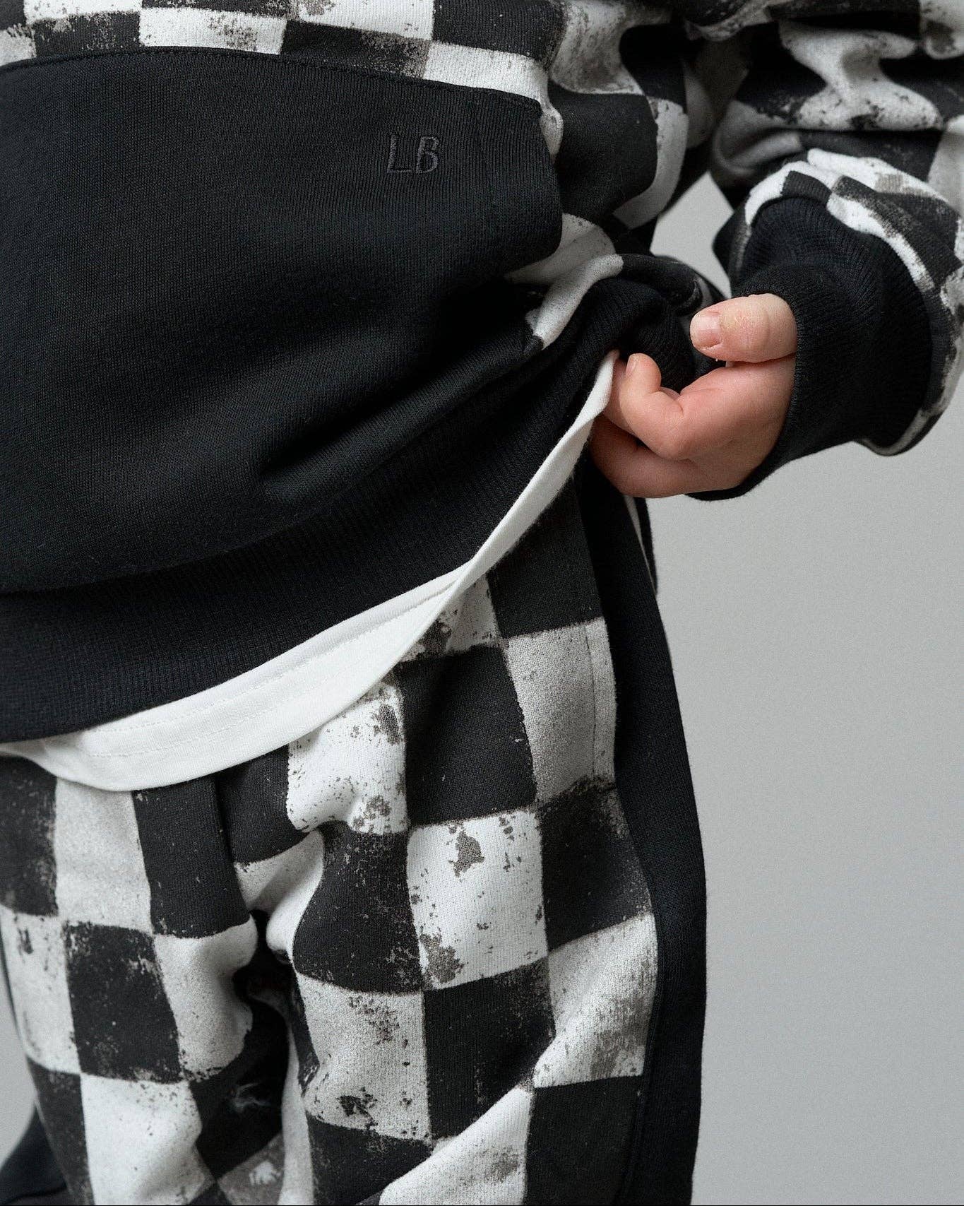 Black + White Checkered Sweatpants