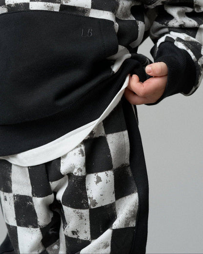 Black + White Checkered Sweatpants