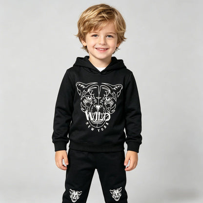 Black Wild French Terry Hoodie & Jogger Set