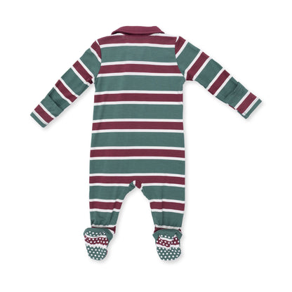 Rugby Stripe Polo Bamboo Zipper Footie
