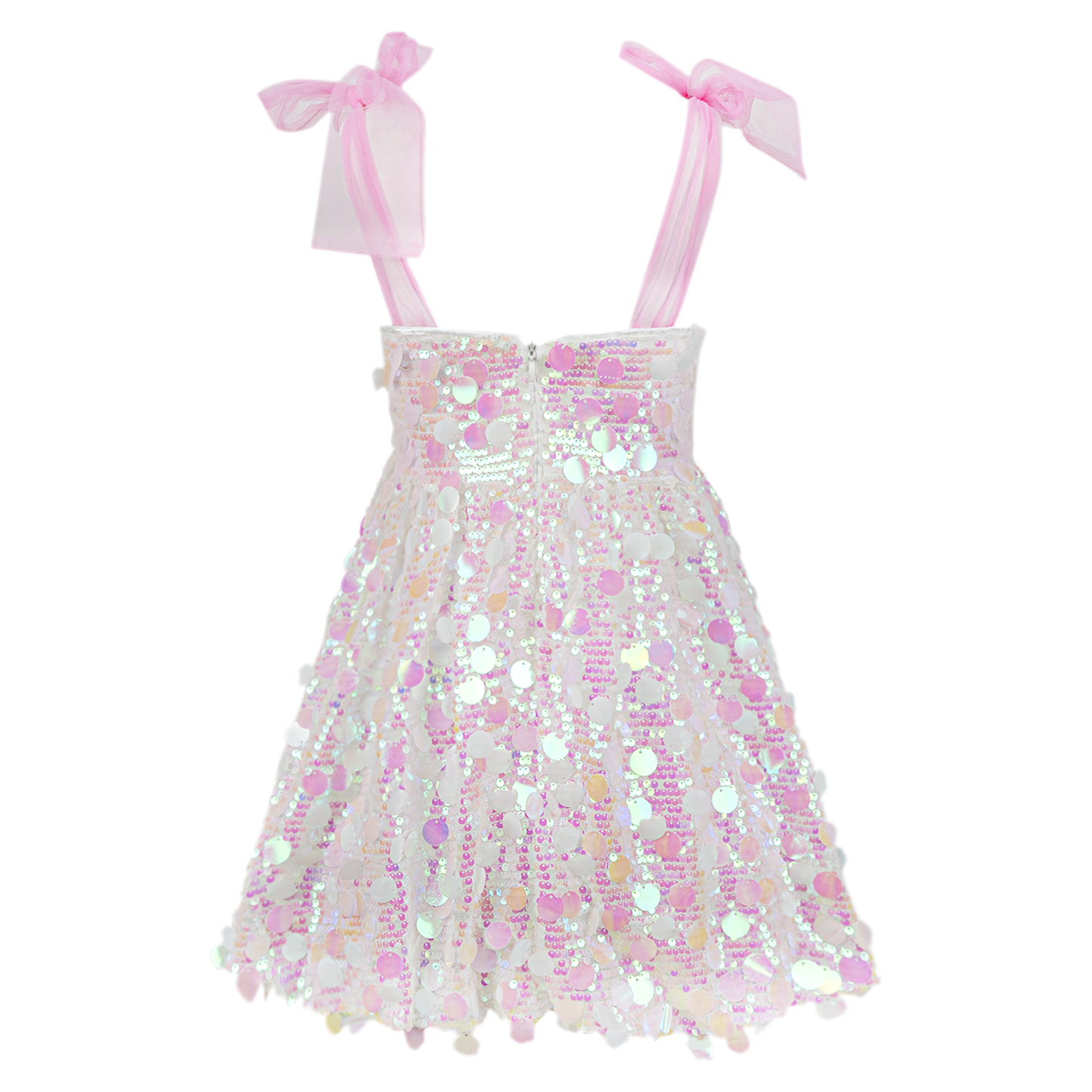 Bow Strap Iridescent Sequin Tulle Dress