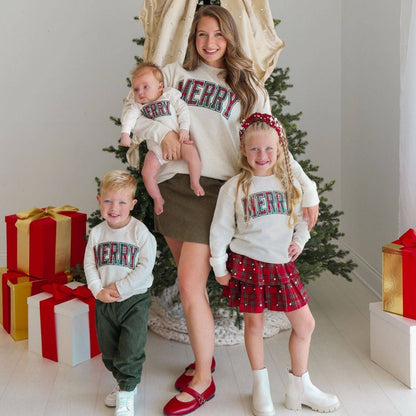 Merry Tartan Patch Sweatshirt