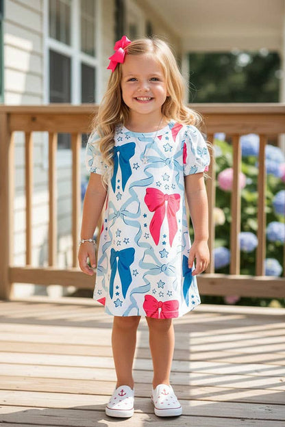 Blue + Pink Bows Dress