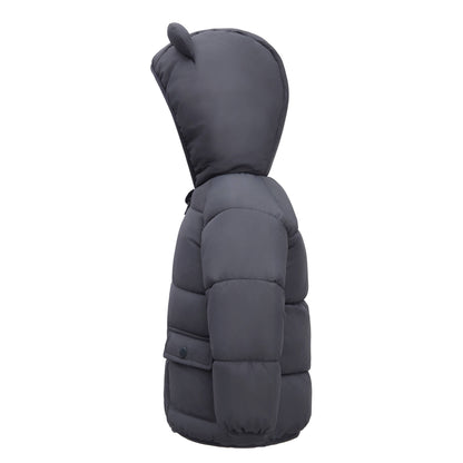 Gray Sherpa Lined Baby Puffer Coat