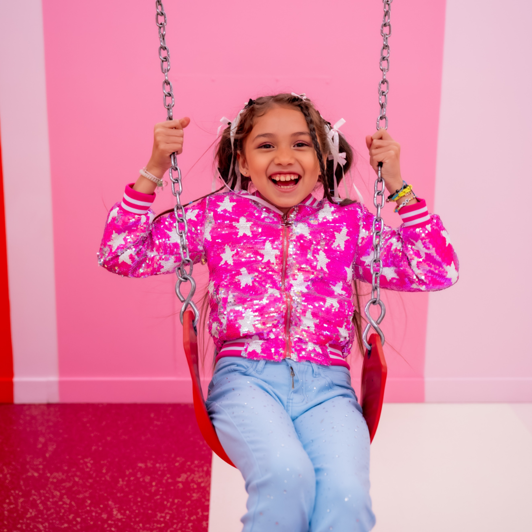 Hot Pink Star Sequin Bomber Jacket