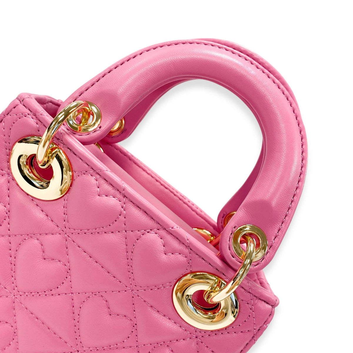 Pink Heart-Quilted Handbag