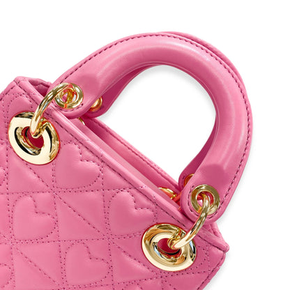 Pink Heart-Quilted Handbag