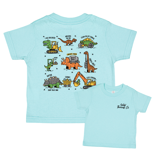 Chill Blue Dinosaur Construction Tee