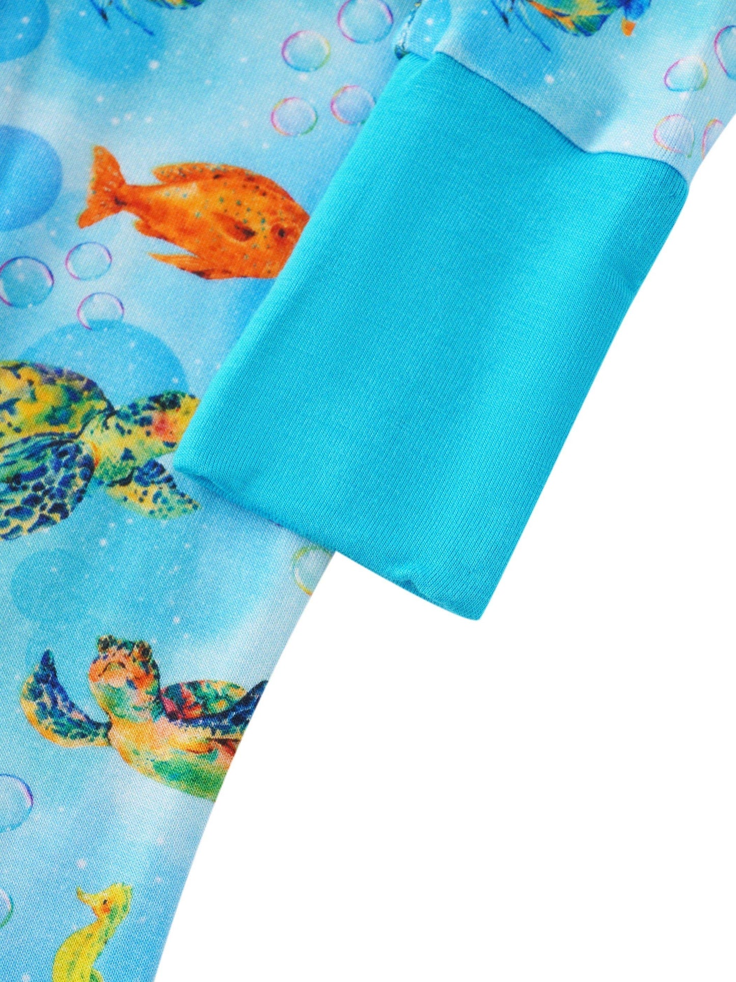 PoshTOT Sea Turtle Bamboo Convertible Zip Romper