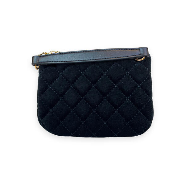 Black Velvet Studded Quilted Purse