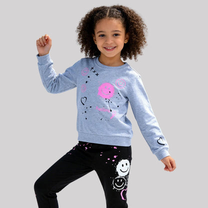 Gray Smiley Sweatshirt + Legging Set