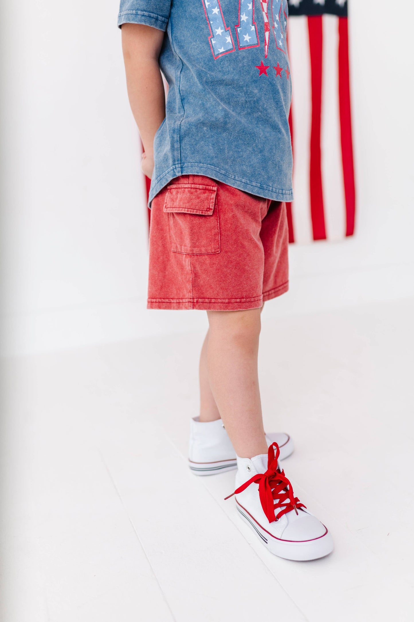 Red Vintage Cargo Shorts