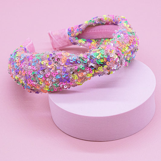 Rainbow Sequin Knot Headband