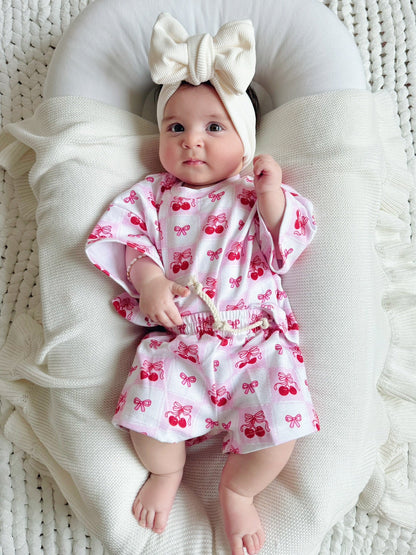 Checkered Cherry Shorts Set