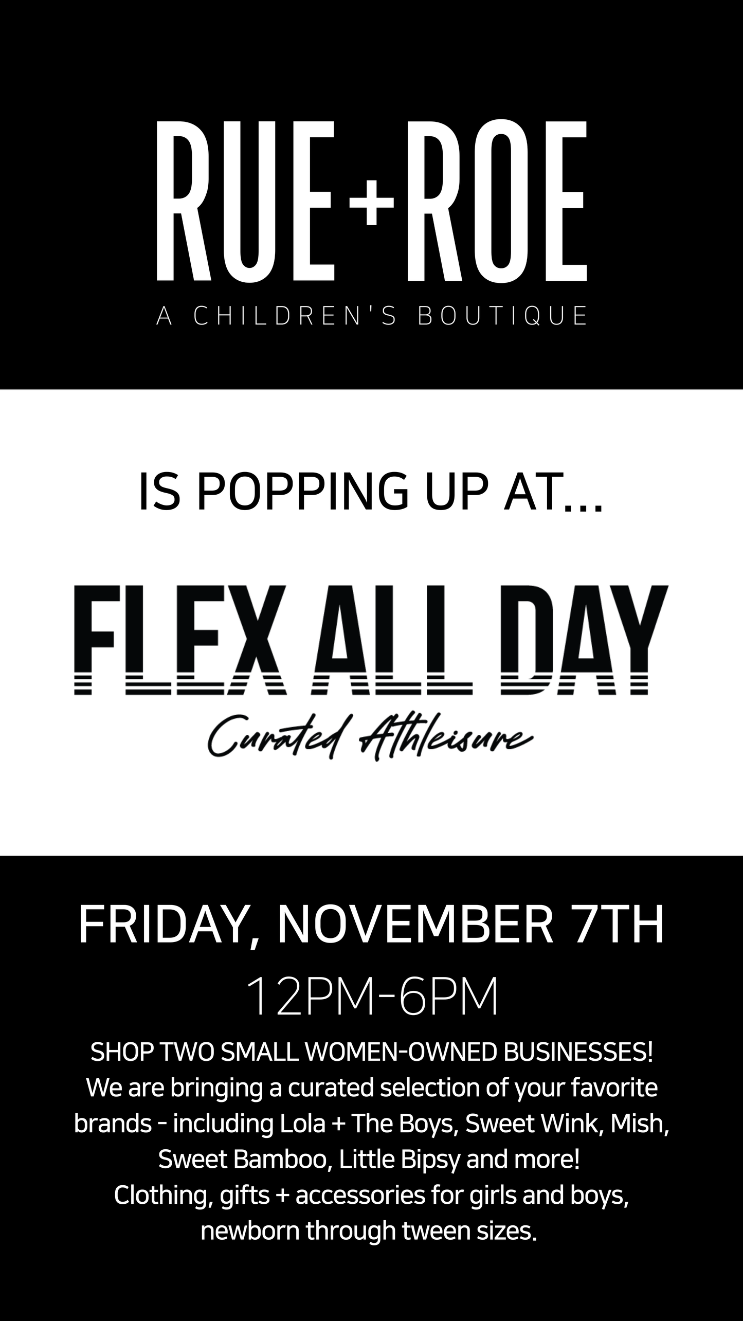 RUE + ROE pop-up at FLEX ALL DAY!