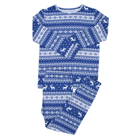 Blue Fair Isle Bamboo Pajama Set