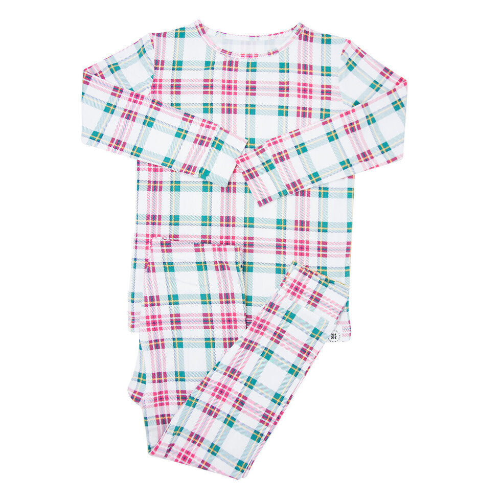 White Tartan Bamboo Pajama Set