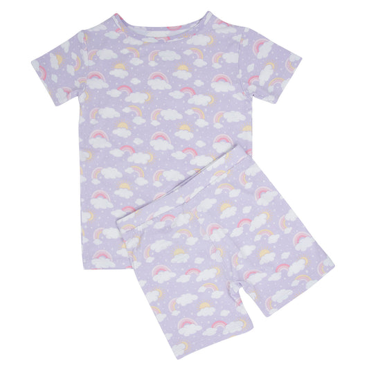 Rainbow Clouds Bamboo S/S Pajama Short Set