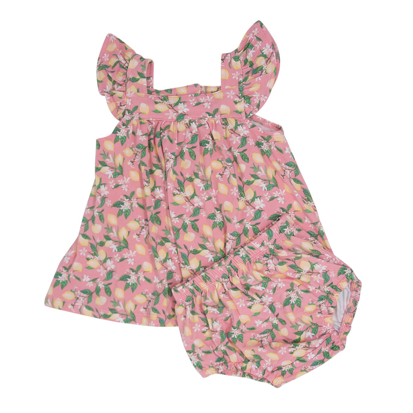 Lemons Pink Bamboo Ruffle Dress + Bloomer