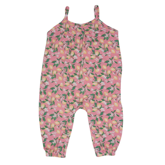 Lemons Pink Bamboo Tank Pant Romper