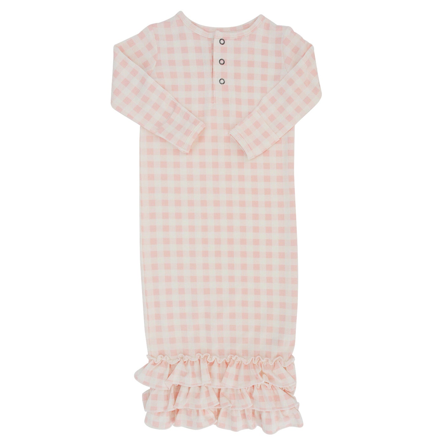 Pink Gingham Ruffle Receiving Gown