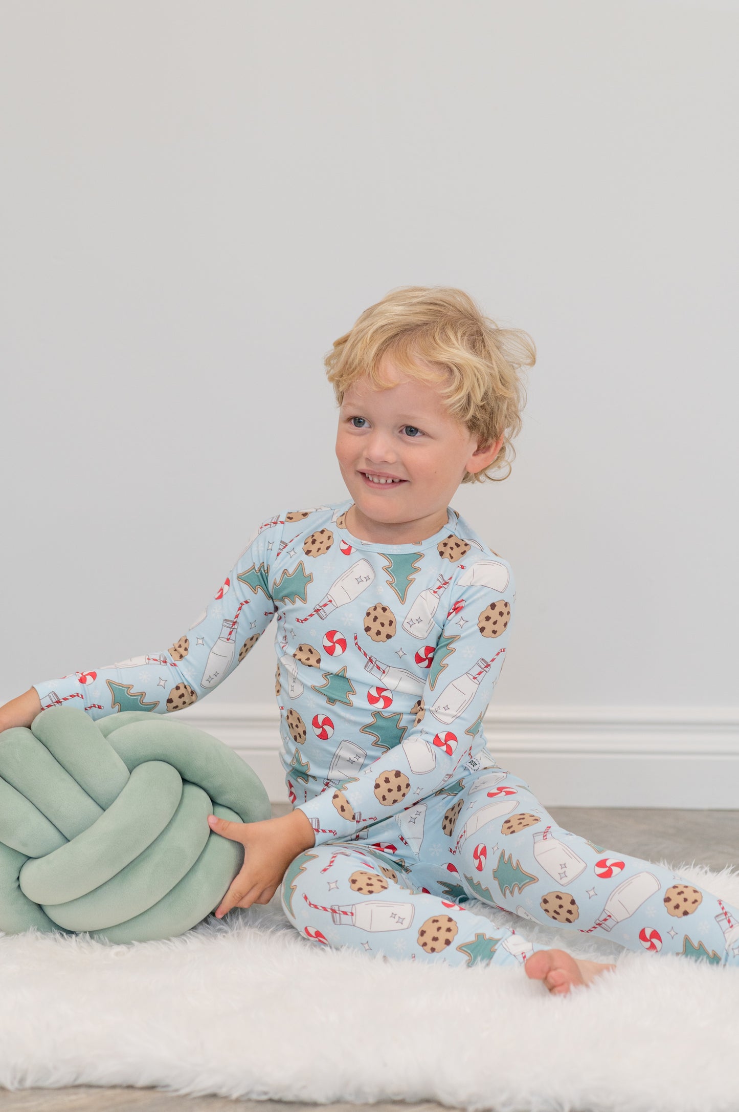 Santa's Cookies Blue Bamboo Pajama Set