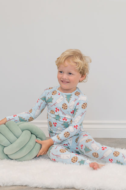 Santa's Cookies Blue Bamboo Pajama Set