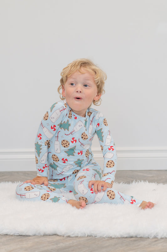 Santa's Cookies Blue Bamboo Pajama Set