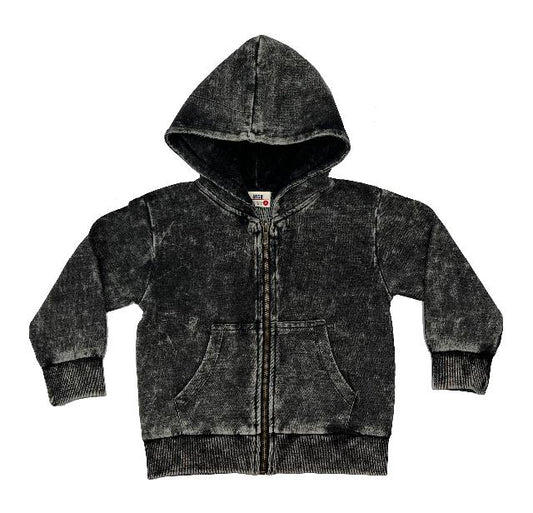 Black Distressed Zip Up Hoodie