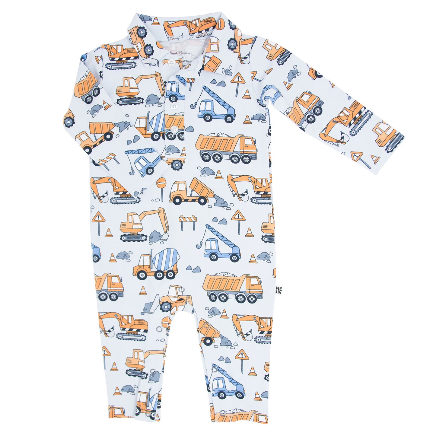 Uncle Kev's Construction Bamboo L/S Polo Romper