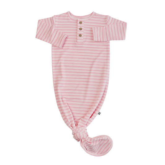 Pink Stripe Bamboo Knotted Gown