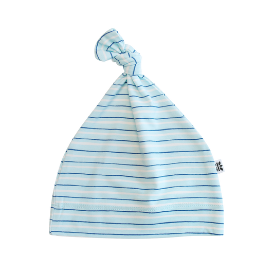 Blue Stripe Bamboo Knot Hat