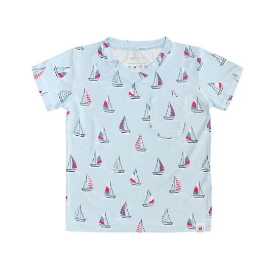 Sailboats V-Neck Bamboo Tee