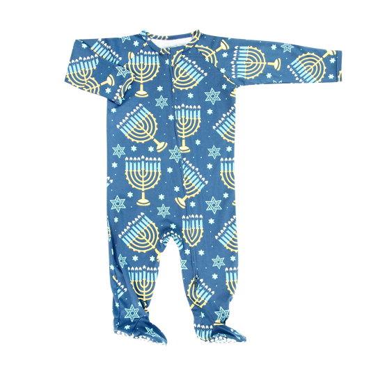 Ora of the Menorah Bamboo Zipper Footie