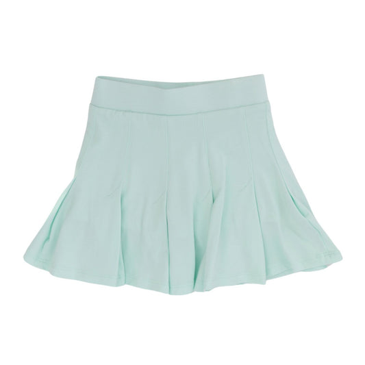 This pleated skort is as comfortable as it is cute. Your little will LOVE wearing this skirt for every occasion! It's great paired with t-shirts, sweaters, and blouses! The built-in shorts allow them to play without worry. Made with our signature bamboo fabric and finished with our tagless, silk screen label for total comfort!  Machine washable and dryable.  95% Viscose from Bamboo 5% Spandex.
