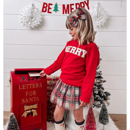 Sweet Wink Christmas Plaid Tulle Skirt