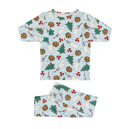 Santa's Cookies Blue Bamboo Pajama Set