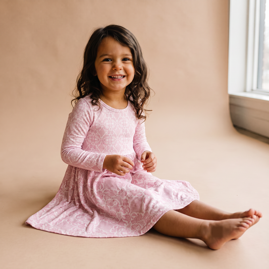 Pink Lace Bamboo L/S Dress
