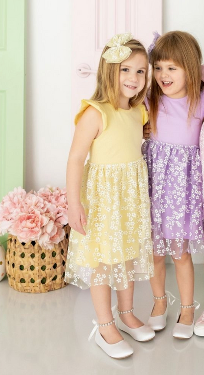 Sunshine Ditsy Daisy Tiered Short Sleeve Tutu Dress