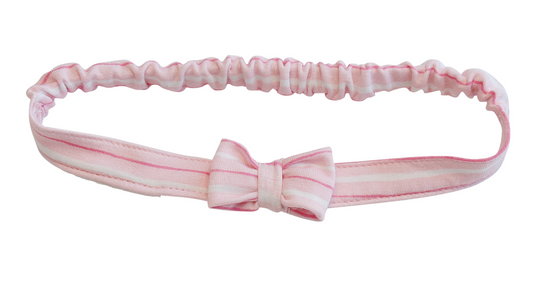 Pink Stripe Bamboo Tiny Bow Headband