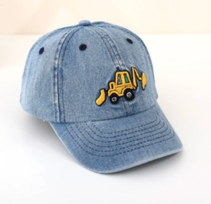 Blue Washed Excavator Baseball Hat