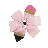Light Pink Pencil Grosgrain Bow Clip