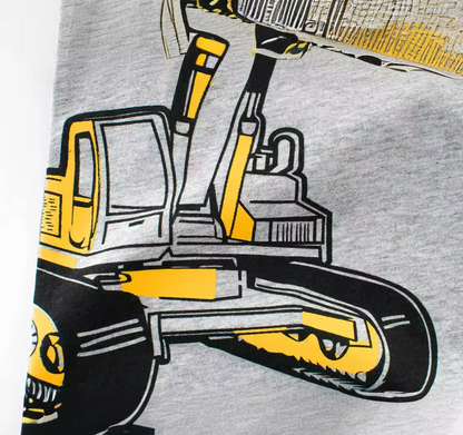 Yellow Excavator Grey Tee