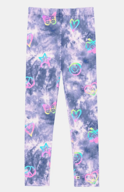 Denim Tie Dye Graffiti Elements Simply Soft Long Legging