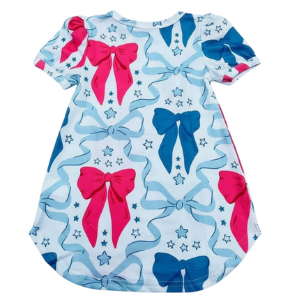 Blue + Pink Bows Dress